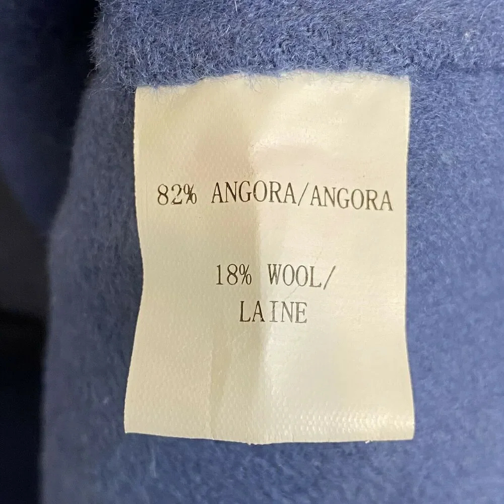 Lafayette 148 Women’s Angora and Wool Blazer Size 4 Button Front Blue